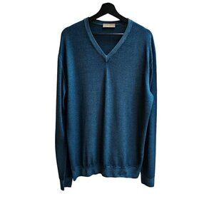 Cruciani Men's V-Neck Sweater, Light Weight, 100% Wool Made In Italy Size 54, XL